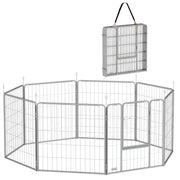 Puppy Playpen 8-Piece Puppy Play Area with 8 Grid Panels Door Ground Stakes Flexible Tarp Outdoor Playpen 80 cm High Dog Pen Pet Playpen For Dog Cat Puppy Outdoor Playpen