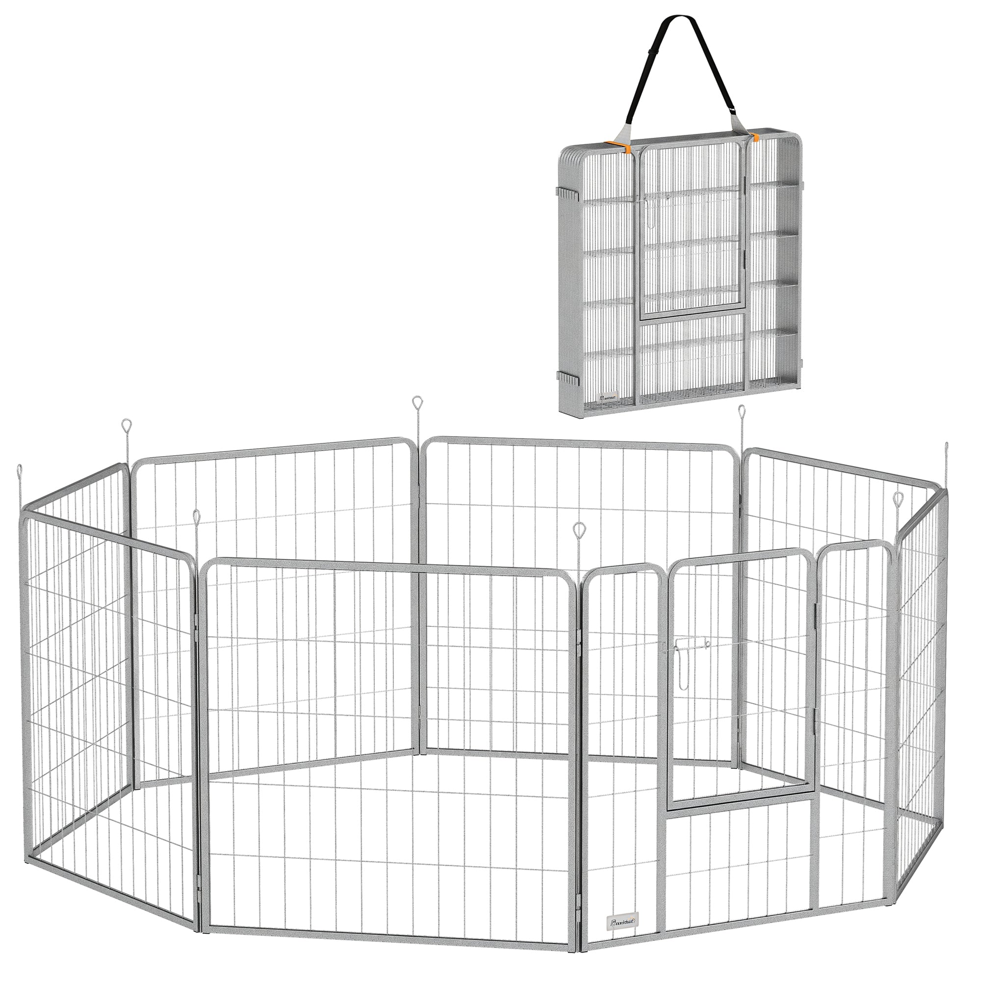 Puppy Playpen 8-Piece Puppy Play Area with 8 Grid Panels Door Ground Stakes Flexible Tarp Outdoor Playpen 80 cm High Dog Pen Pet Playpen For Dog Cat Puppy Outdoor Playpen