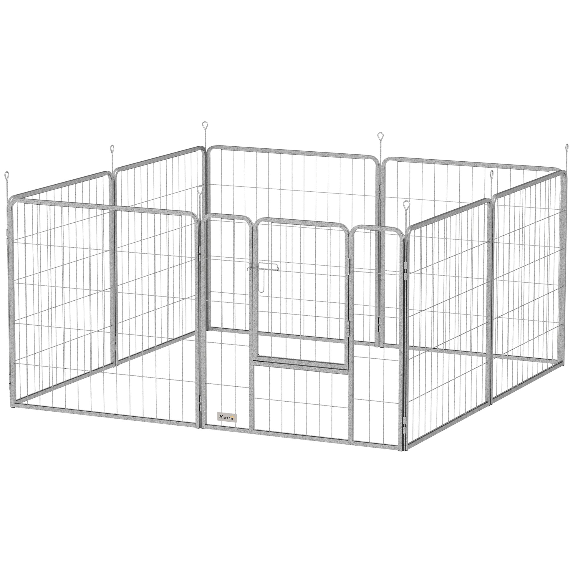Puppy Playpen 8-Piece Puppy Play Area with 8 Grid Panels Door Ground Stakes Flexible Tarp Outdoor Playpen 80 cm High Dog Pen Pet Playpen For Dog Cat Puppy Outdoor Playpen