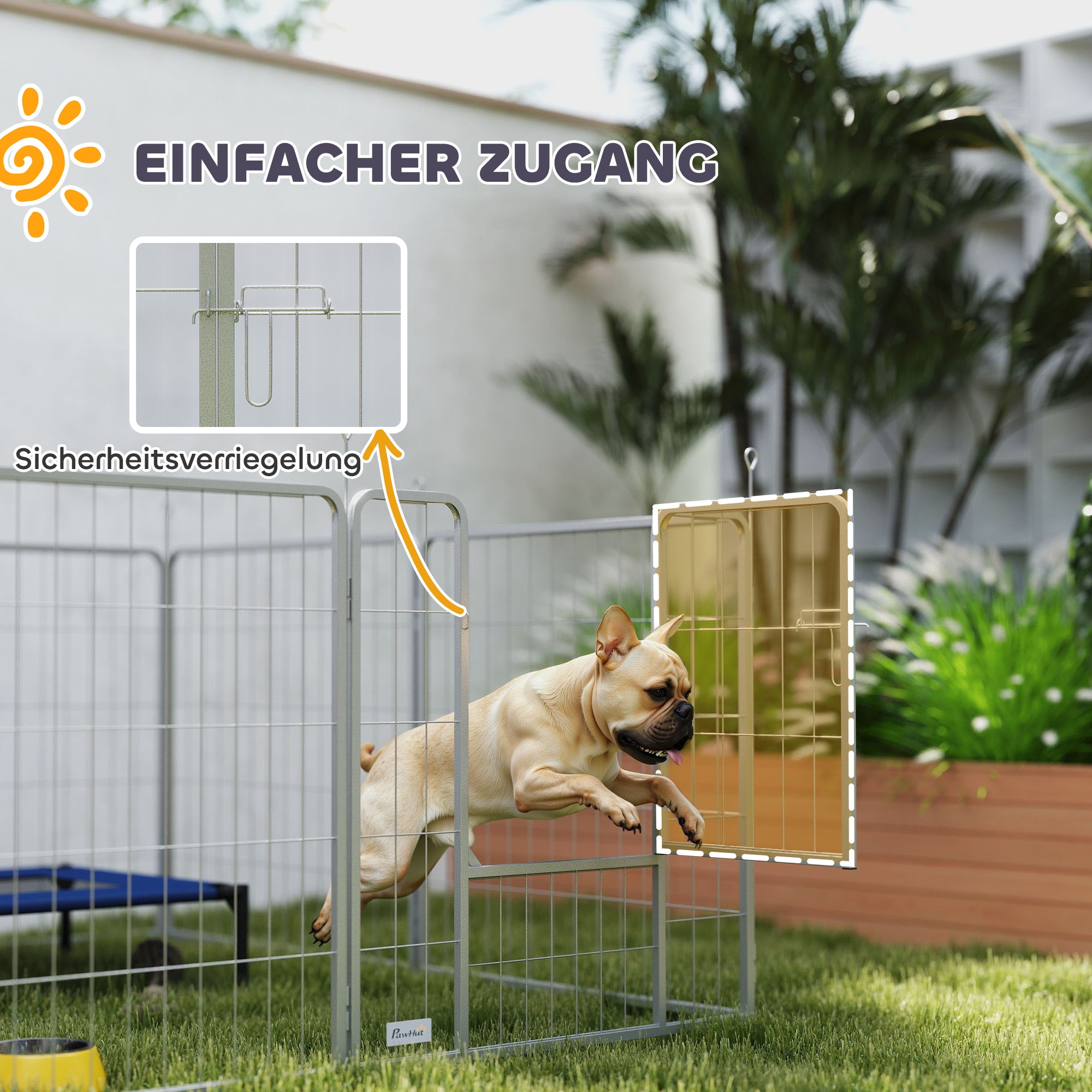 Puppy Playpen 8-Piece Puppy Play Area with 8 Grid Panels Door Ground Stakes Flexible Tarp Outdoor Playpen 80 cm High Dog Pen Pet Playpen For Dog Cat Puppy Outdoor Playpen