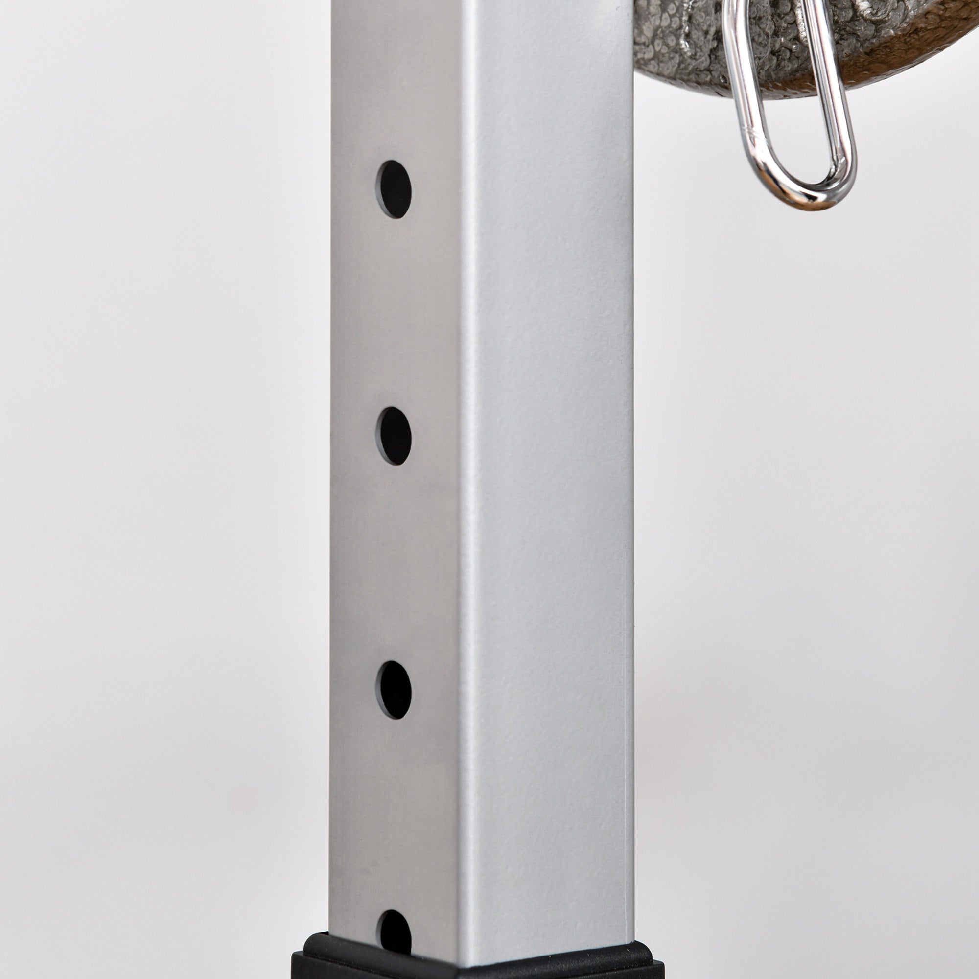 Set of 2 Steel Barbell Racks, 2 Hooks with Adjustable Height, 150kg Capacity, 55x57x105-170cm, Black