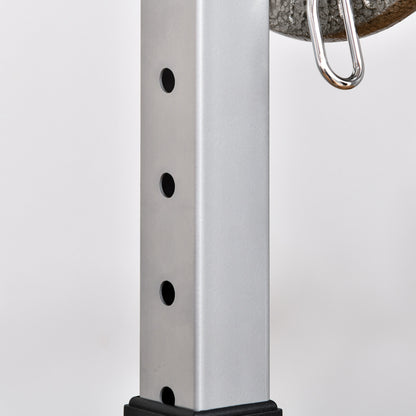 Set of 2 Steel Barbell Racks, 2 Hooks with Adjustable Height, 150kg Capacity, 55x57x105-170cm, Black