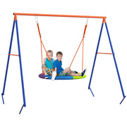 Garden Swing for Children, Nest Swing for 1-2 Children with Reinforced Metal A-Frame, 196x172x180cm, Multicolor