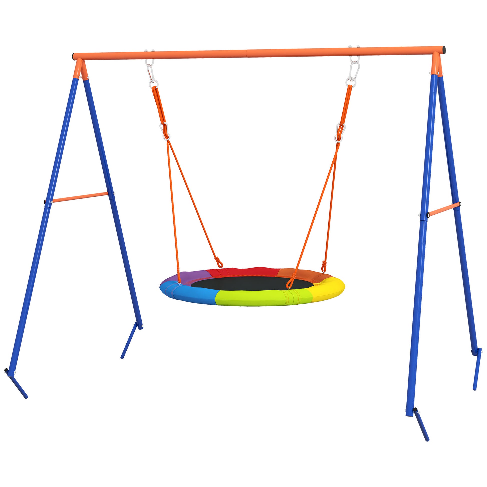 Garden Swing for Children, Nest Swing for 1-2 Children with Reinforced Metal A-Frame, 196x172x180cm, Multicolor