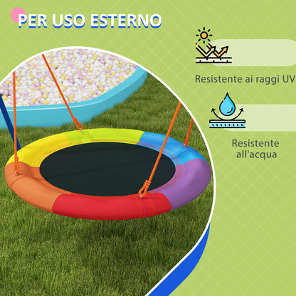 Garden Swing for Children, Nest Swing for 1-2 Children with Reinforced Metal A-Frame, 196x172x180cm, Multicolor