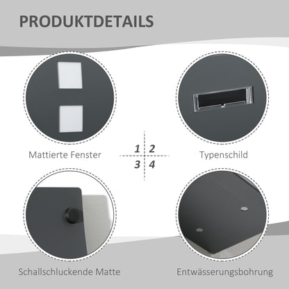 Letterbox Mailbox with Lid, Lock, Wall Mailbox with Window Slot Made of Galvanized Steel, for Outdoor Use, 32 x 10 x 45 cm, Dark Gray