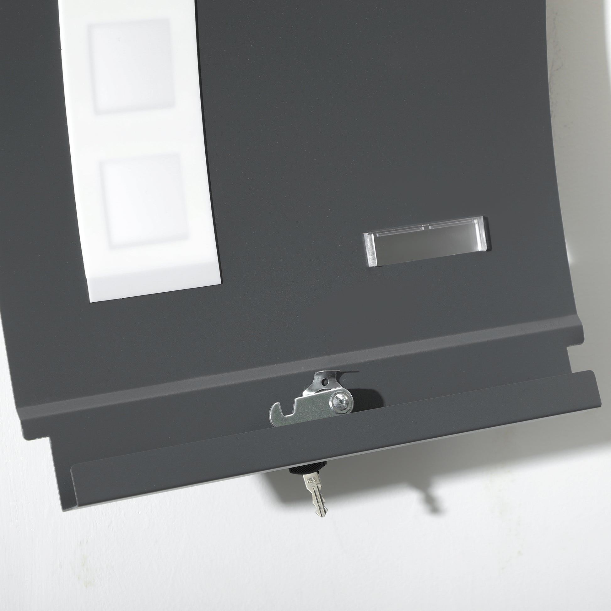 Letterbox Mailbox with Lid, Lock, Wall Mailbox with Window Slot Made of Galvanized Steel, for Outdoor Use, 32 x 10 x 45 cm, Dark Gray