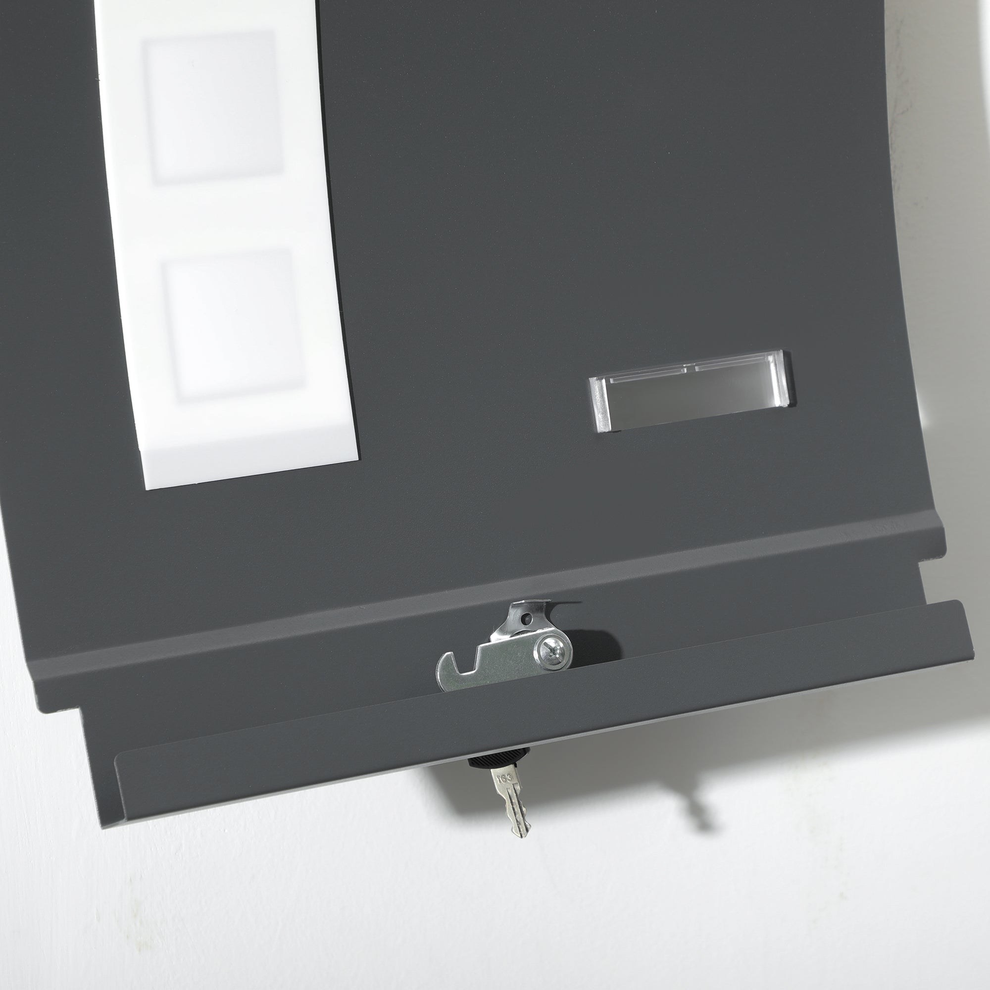Letterbox Mailbox with Lid, Lock, Wall Mailbox with Window Slot Made of Galvanized Steel, for Outdoor Use, 32 x 10 x 45 cm, Dark Gray