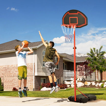 Portable Basketball Hoop Outdoor Basketball Basket with Adjustable Height 193.5-248.5cm and Fillable Base with Water or Sand, Steel and Nylon 74x127x193.5-248.5cm