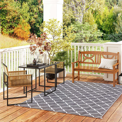 3-Piece Garden Furniture Set with Folding Backrest Chairs and Glass Table Nested Design for Terrace Patio Natural and Black