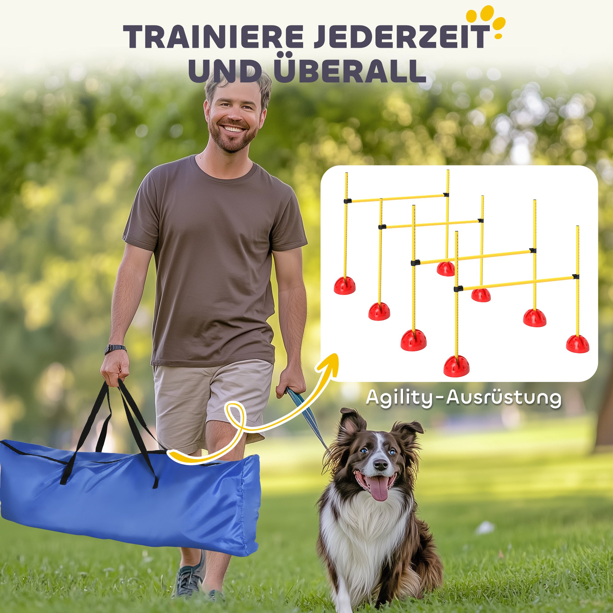 Agility Set Dogs 4-Piece Fillable Agility Equipment for Dog Training Adjustable Hurdles Set with Carrying Bag Training Accessories Coordination Training for Games Training