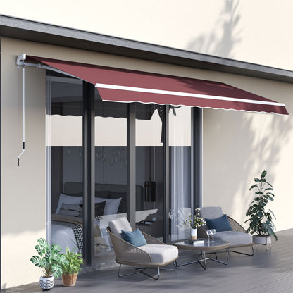 Retractable Manual Awning Adjustable Angle Aluminum Waterproof Polyester 3.5 x 2.5 m Red