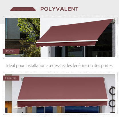 Retractable Manual Awning Adjustable Angle Aluminum Waterproof Polyester 3.5 x 2.5 m Red