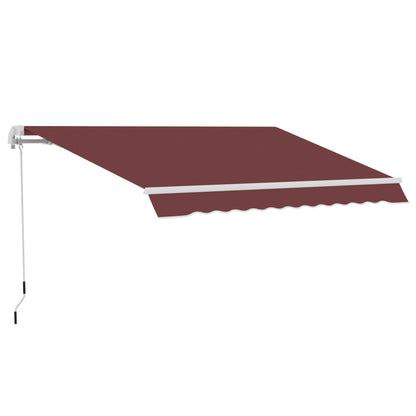 Retractable Manual Awning Adjustable Angle Aluminum Waterproof Polyester 3.5 x 2.5 m Red