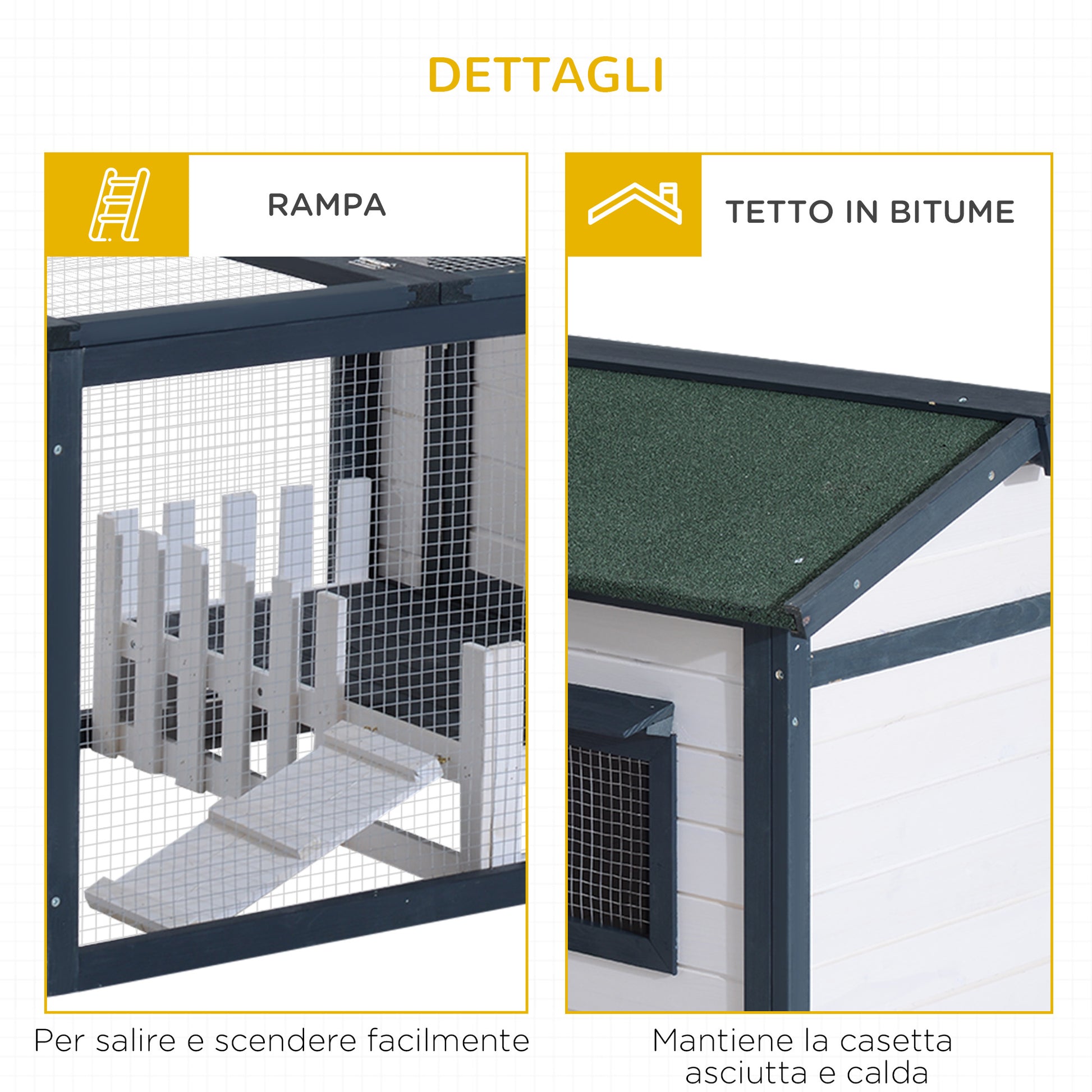 Outdoor and Indoor Rabbit Hutch, Rabbit Cage with Waterproof Roof, House and Exercise Area, Fir Wood Rabbit Hutch, 151x78x84.5 cm, Green and White
