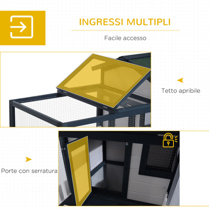 Outdoor and Indoor Rabbit Hutch, Rabbit Cage with Waterproof Roof, House and Exercise Area, Fir Wood Rabbit Hutch, 151x78x84.5 cm, Green and White