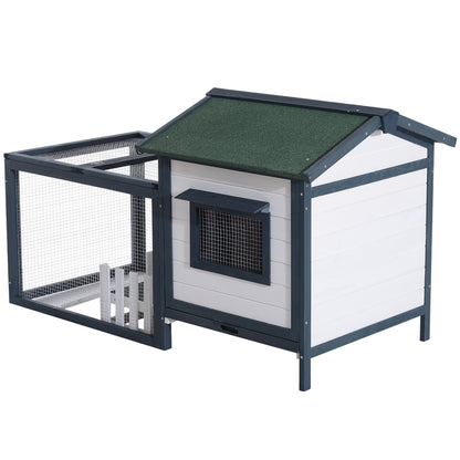 Outdoor and Indoor Rabbit Hutch, Rabbit Cage with Waterproof Roof, House and Exercise Area, Fir Wood Rabbit Hutch, 151x78x84.5 cm, Green and White
