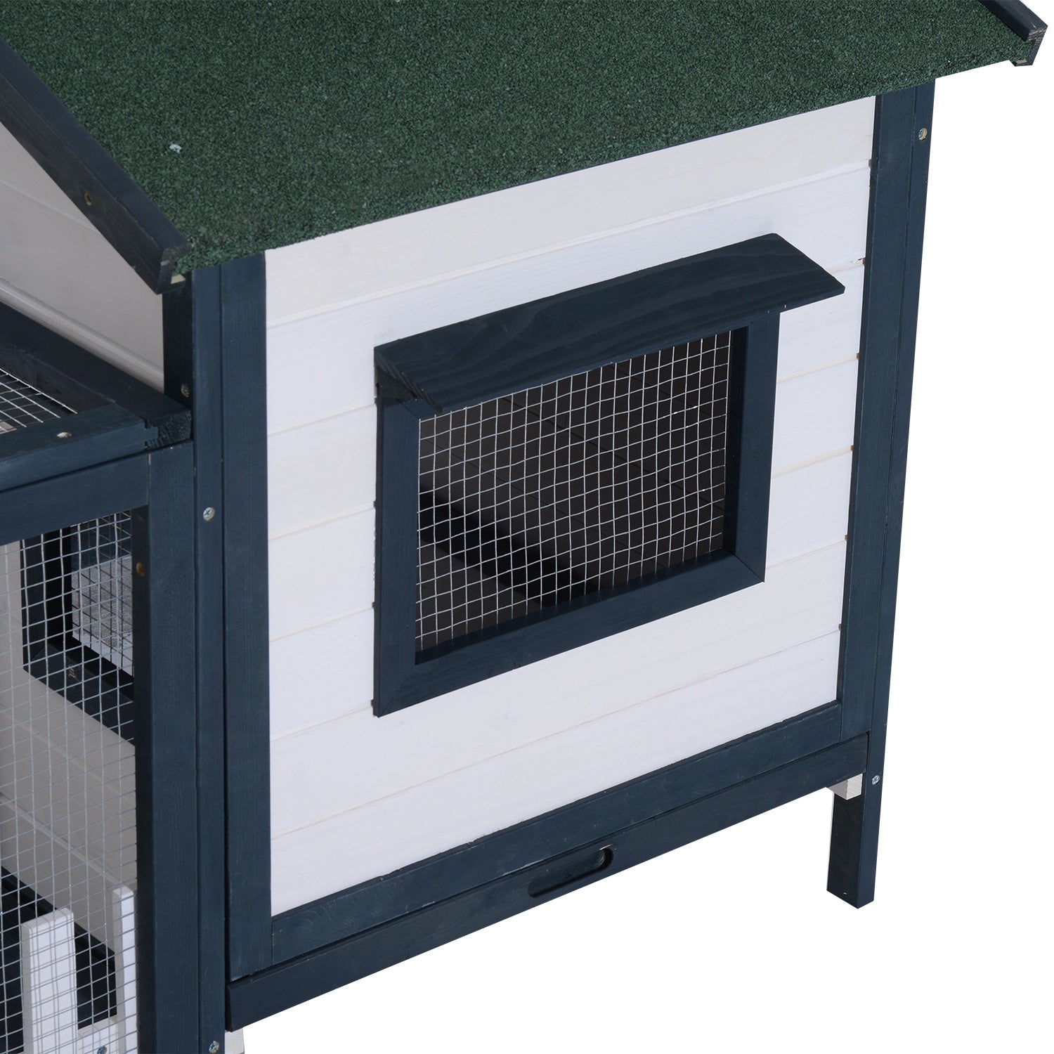 Outdoor and Indoor Rabbit Hutch, Rabbit Cage with Waterproof Roof, House and Exercise Area, Fir Wood Rabbit Hutch, 151x78x84.5 cm, Green and White