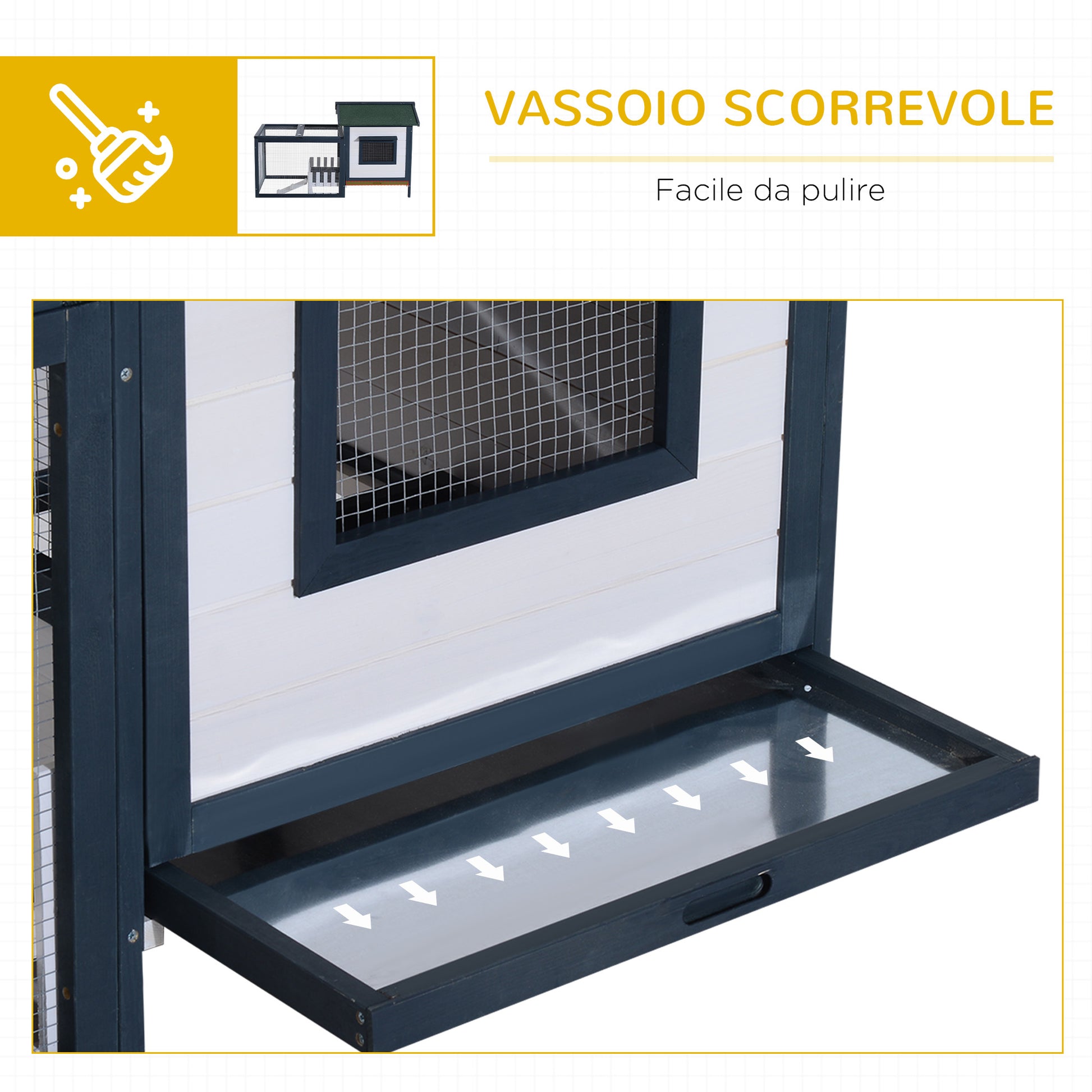 Outdoor and Indoor Rabbit Hutch, Rabbit Cage with Waterproof Roof, House and Exercise Area, Fir Wood Rabbit Hutch, 151x78x84.5 cm, Green and White