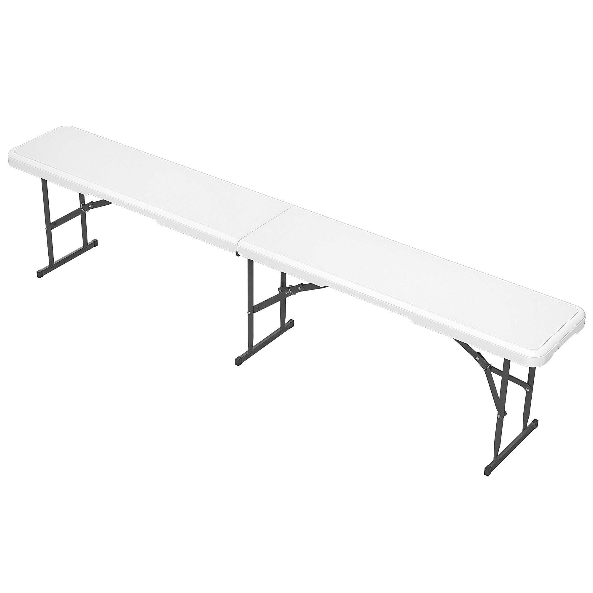 Folding Garden Bench 3-Seater Outdoor Bench with Steel Frame Load 360 kg for Patio Terrace Balcony Camping 183x28x43 cm White