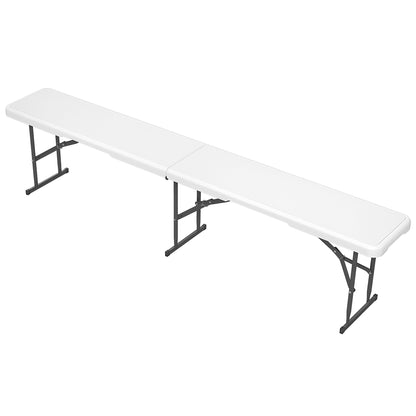 Folding Garden Bench 3-Seater Outdoor Bench with Steel Frame Load 360 kg for Patio Terrace Balcony Camping 183x28x43 cm White