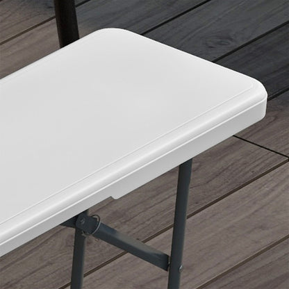 Folding Garden Bench 3-Seater Outdoor Bench with Steel Frame Load 360 kg for Patio Terrace Balcony Camping 183x28x43 cm White