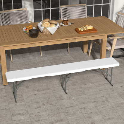 Folding Garden Bench 3-Seater Outdoor Bench with Steel Frame Load 360 kg for Patio Terrace Balcony Camping 183x28x43 cm White