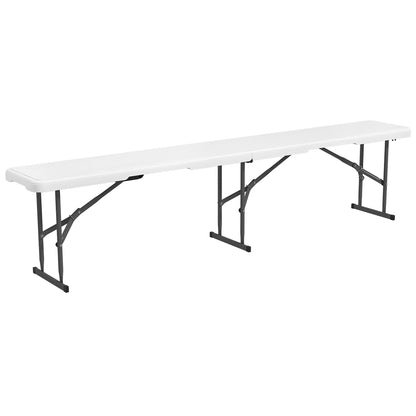 Folding Garden Bench 3-Seater Outdoor Bench with Steel Frame Load 360 kg for Patio Terrace Balcony Camping 183x28x43 cm White