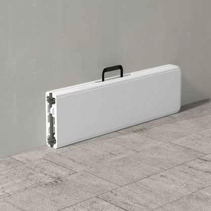 Folding Garden Bench 3-Seater Outdoor Bench with Steel Frame Load 360 kg for Patio Terrace Balcony Camping 183x28x43 cm White