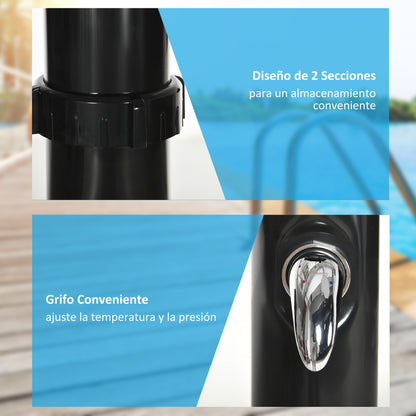 20L Garden Solar Shower Outdoor Shower with Round Shower Head Hot Water Tap Max. 60℃ and Foot Shower for Pool Patio Beach 15.5x15.5x222 cm Black