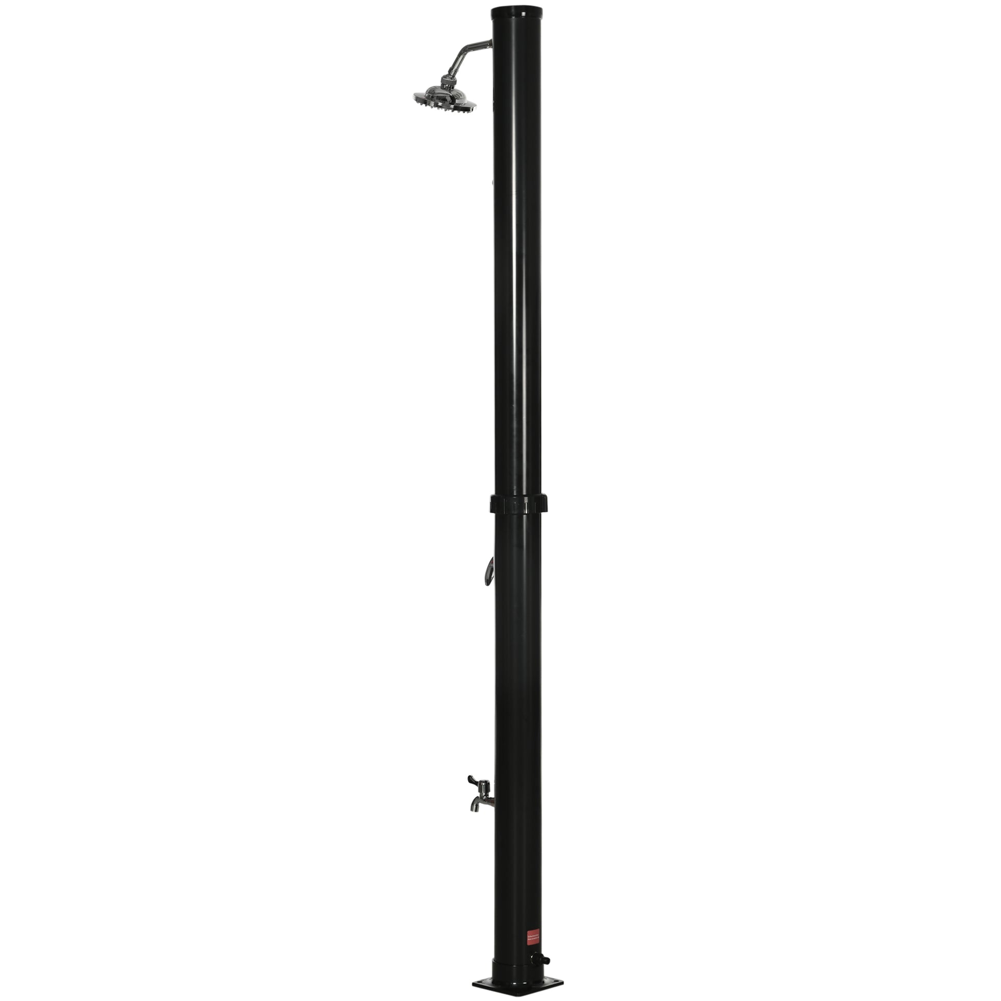 20L Garden Solar Shower Outdoor Shower with Round Shower Head Hot Water Tap Max. 60℃ and Foot Shower for Pool Patio Beach 15.5x15.5x222 cm Black