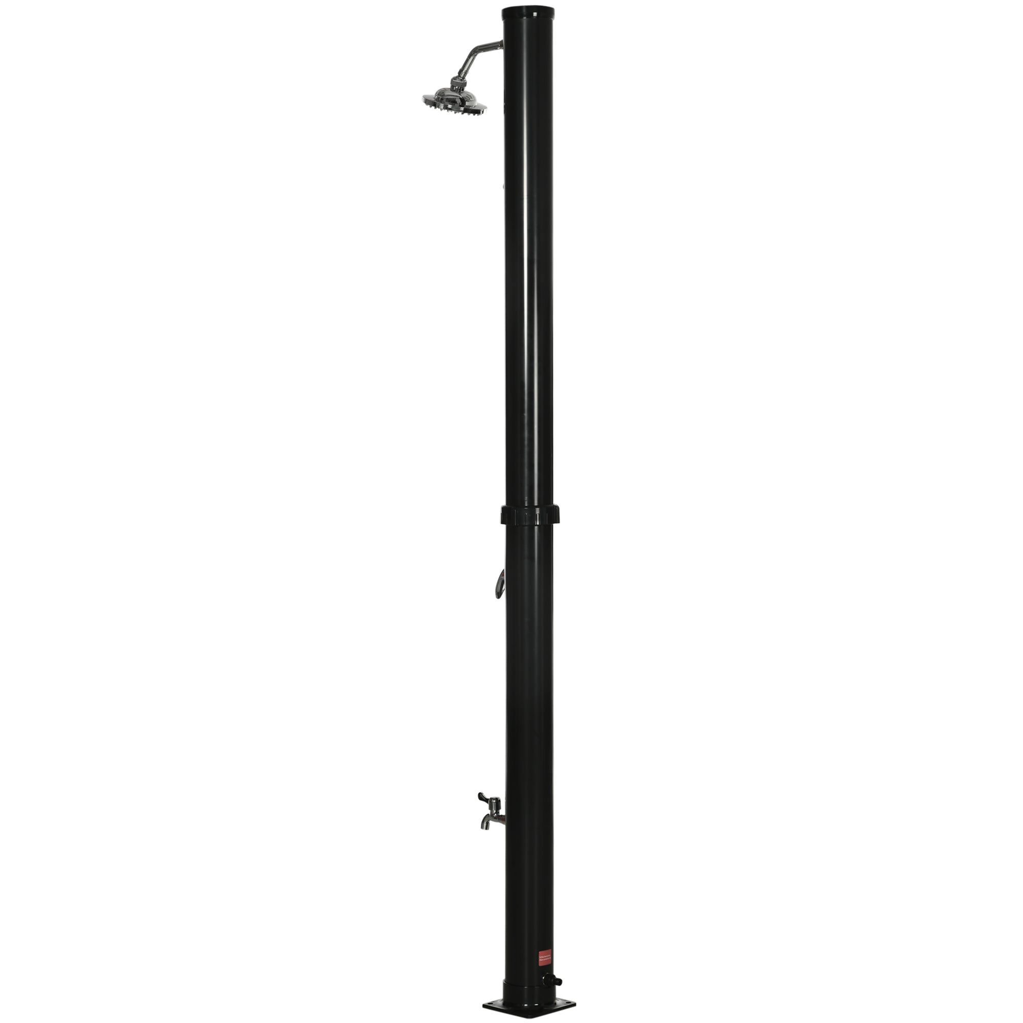 20L Garden Solar Shower Outdoor Shower with Round Shower Head Hot Water Tap Max. 60℃ and Foot Shower for Pool Patio Beach 15.5x15.5x222 cm Black