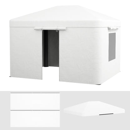 Replacement Roof Set for Garden Gazebo with 2 Side Walls, Waterproof Replacement Cover for Garden Pavilion, Garden Tent, White