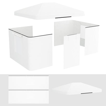 Replacement Roof Set for Garden Gazebo with 2 Side Walls, Waterproof Replacement Cover for Garden Pavilion, Garden Tent, White