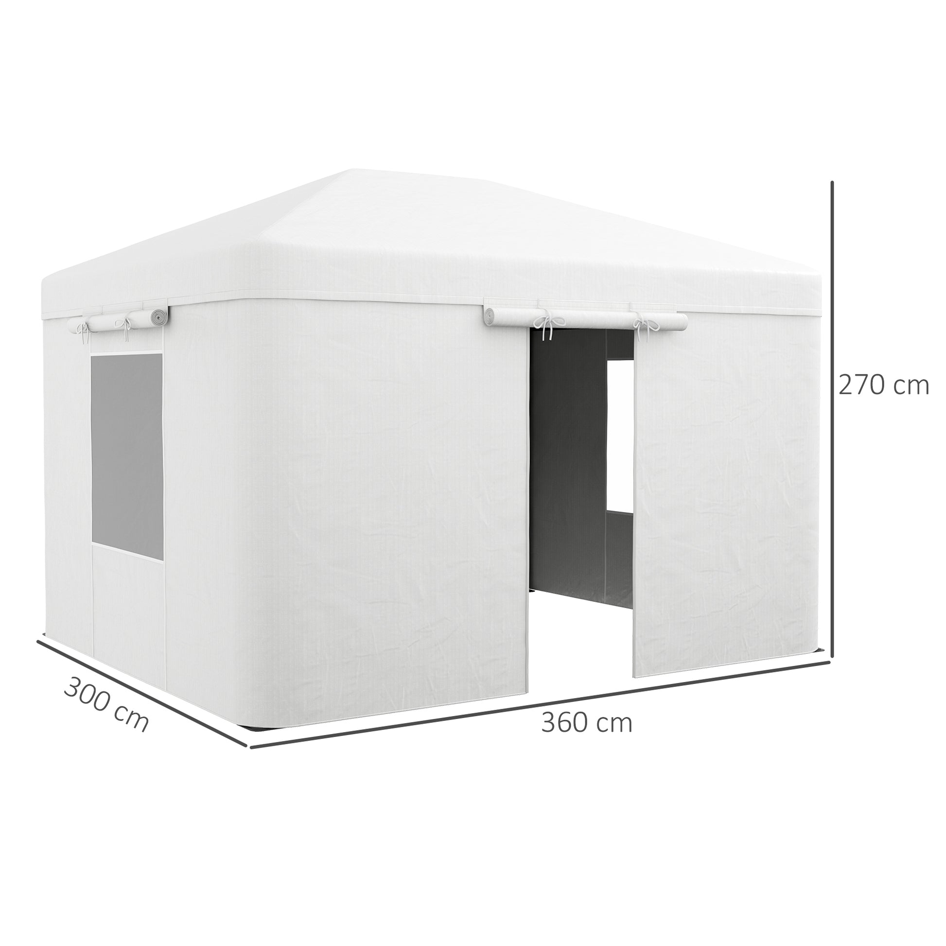 Replacement Roof Set for Garden Gazebo with 2 Side Walls, Waterproof Replacement Cover for Garden Pavilion, Garden Tent, White
