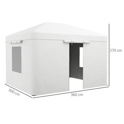 Replacement Roof Set for Garden Gazebo with 2 Side Walls, Waterproof Replacement Cover for Garden Pavilion, Garden Tent, White