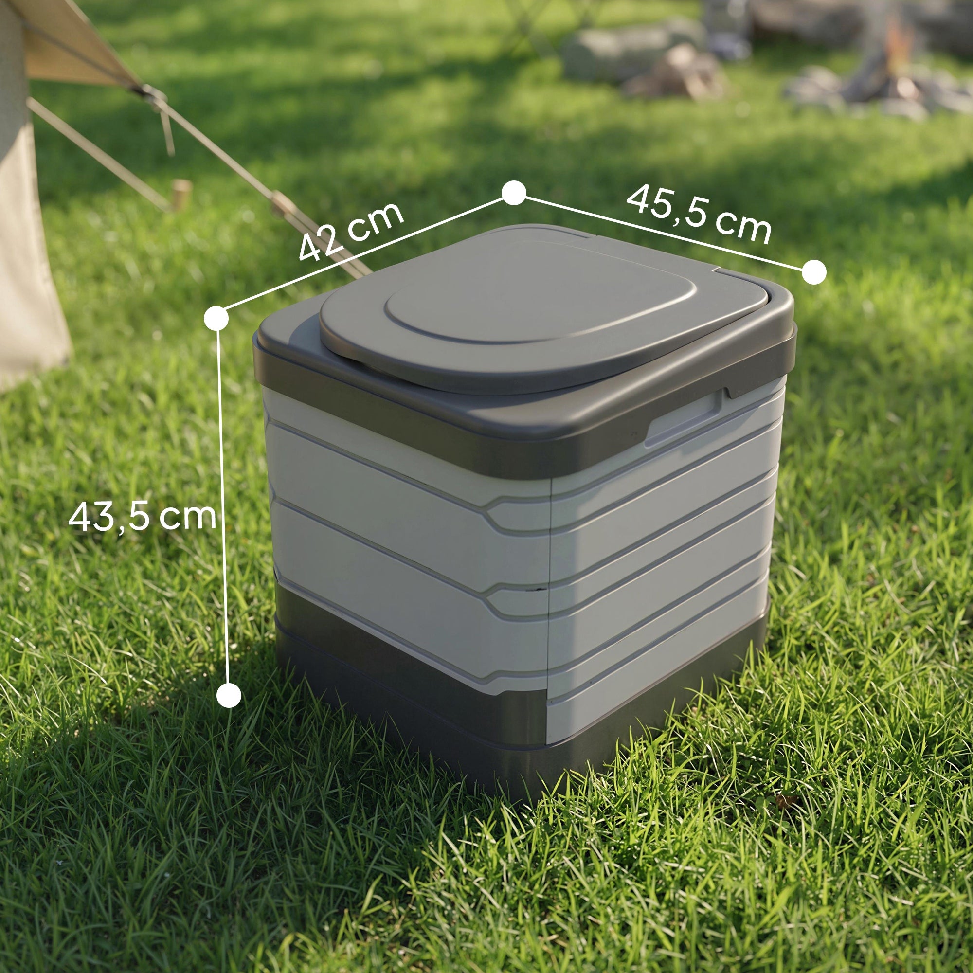 Foldable Travel Camping Toilet – Portable Dry Toilet with 12 Coagulant Sachets & 12 Disposal Bags, Supports up to 330 lb, Gray