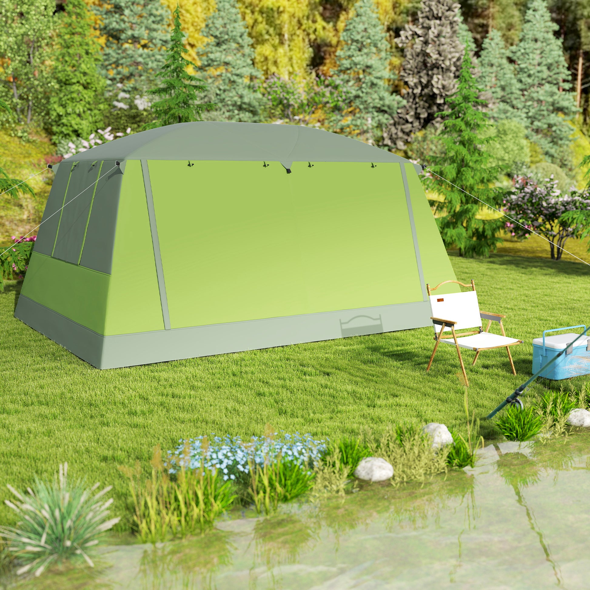 Camping Tent for 4-8 People Light, Stable Waterproof Tunnel Tent with Canopy, Windows, Hooks, Side Pocket, Family Tent with 2000mm Water Column Tent for Camping Travel Trekking