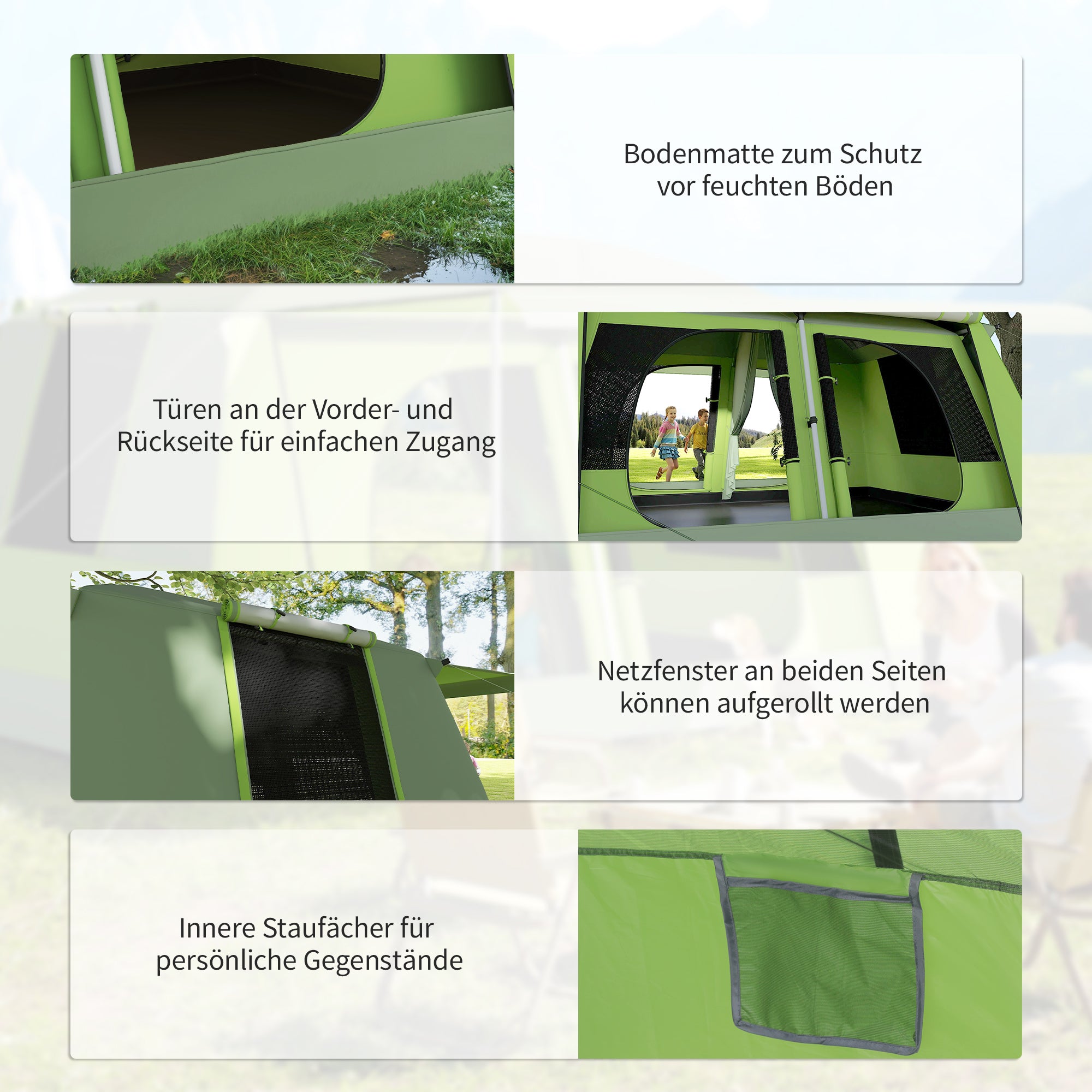 Camping Tent for 4-8 People Light, Stable Waterproof Tunnel Tent with Canopy, Windows, Hooks, Side Pocket, Family Tent with 2000mm Water Column Tent for Camping Travel Trekking