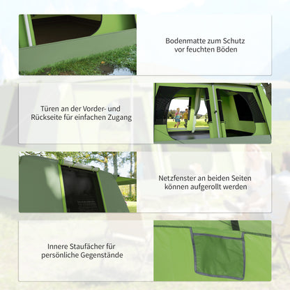 Camping Tent for 4-8 People Light, Stable Waterproof Tunnel Tent with Canopy, Windows, Hooks, Side Pocket, Family Tent with 2000mm Water Column Tent for Camping Travel Trekking