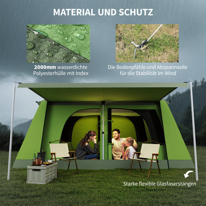 Camping Tent for 4-8 People Light, Stable Waterproof Tunnel Tent with Canopy, Windows, Hooks, Side Pocket, Family Tent with 2000mm Water Column Tent for Camping Travel Trekking