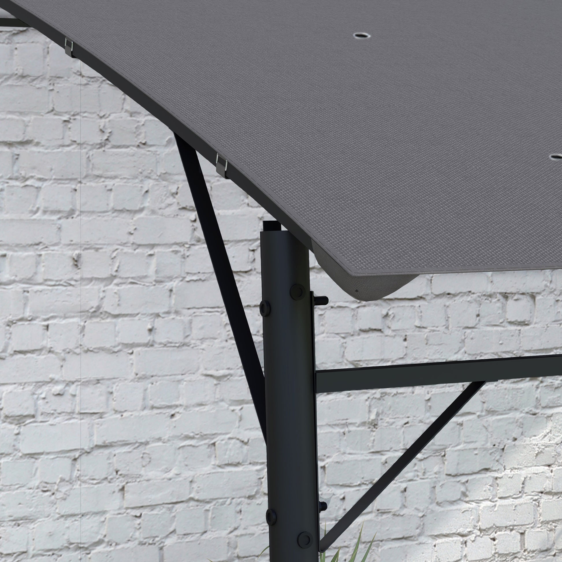 Pergola Gazebo with 12 Drainage Holes, Metal Pergola with Polyester Canopy, 8 Expansion Screws and 8 Ground Stakes, 400x296x200/262 cm, Dark Gray