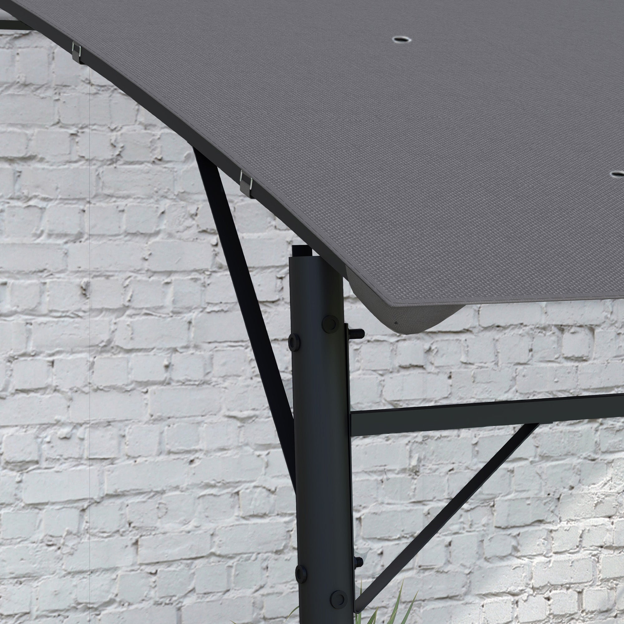 Pergola Gazebo with 12 Drainage Holes, Metal Pergola with Polyester Canopy, 8 Expansion Screws and 8 Ground Stakes, 400x296x200/262 cm, Dark Gray