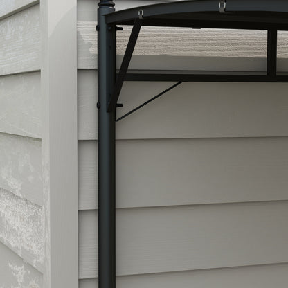 Pergola Gazebo with 12 Drainage Holes, Metal Pergola with Polyester Canopy, 8 Expansion Screws and 8 Ground Stakes, 400x296x200/262 cm, Dark Gray