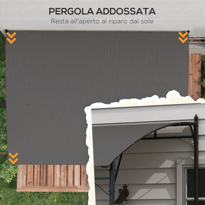 Pergola Gazebo with 12 Drainage Holes, Metal Pergola with Polyester Canopy, 8 Expansion Screws and 8 Ground Stakes, 400x296x200/262 cm, Dark Gray