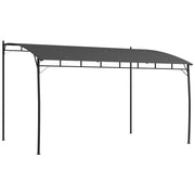 Pergola Gazebo with 12 Drainage Holes, Metal Pergola with Polyester Canopy, 8 Expansion Screws and 8 Ground Stakes, 400x296x200/262 cm, Dark Gray