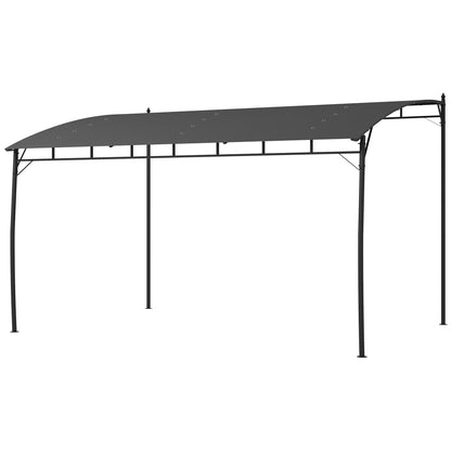 Pergola Gazebo with 12 Drainage Holes, Metal Pergola with Polyester Canopy, 8 Expansion Screws and 8 Ground Stakes, 400x296x200/262 cm, Dark Gray