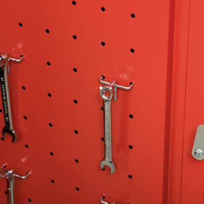 2-in-1 Workshop Trolley with Empty Toolbox, Rolling Cart for Tool Storage, Lockable Tool Box with Handle, Steel, Red