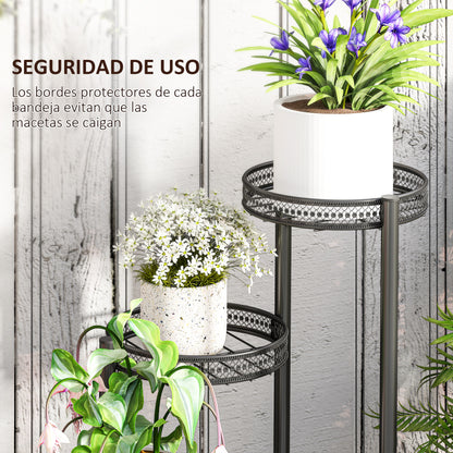 4-Tier Plant Stand Corner Plant Shelf Steel Plant Stand for Pots Indoor and Outdoor 25x25x80 cm Black