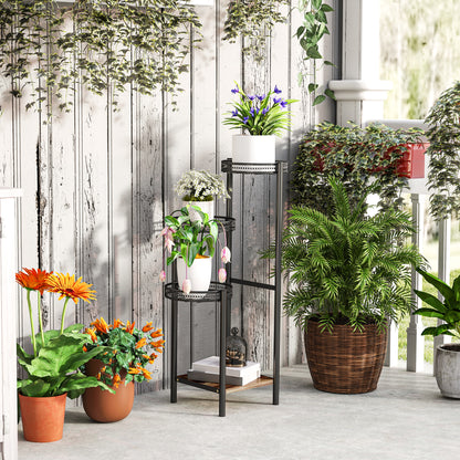 4-Tier Plant Stand Corner Plant Shelf Steel Plant Stand for Pots Indoor and Outdoor 25x25x80 cm Black